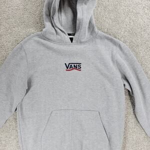 Vans Off The Wall Hoodie Youth L Gray Spell Out‎ Logo Kangaroo Pouch Pullover